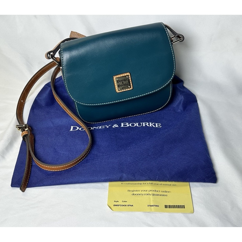 Dooney & Bourke Wexford Leather Saddle Crossbody Bag Blue Teal Classic Everyday